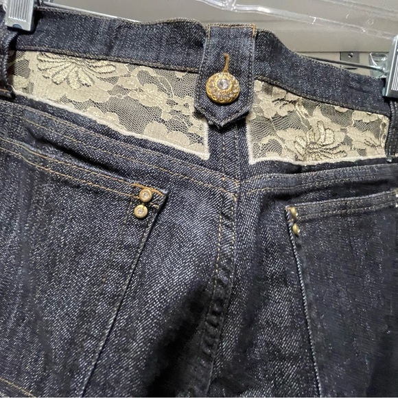 V Cristina Denim Suit-Lace Detail and Jeweled Buttons. - Picture 16 of 16